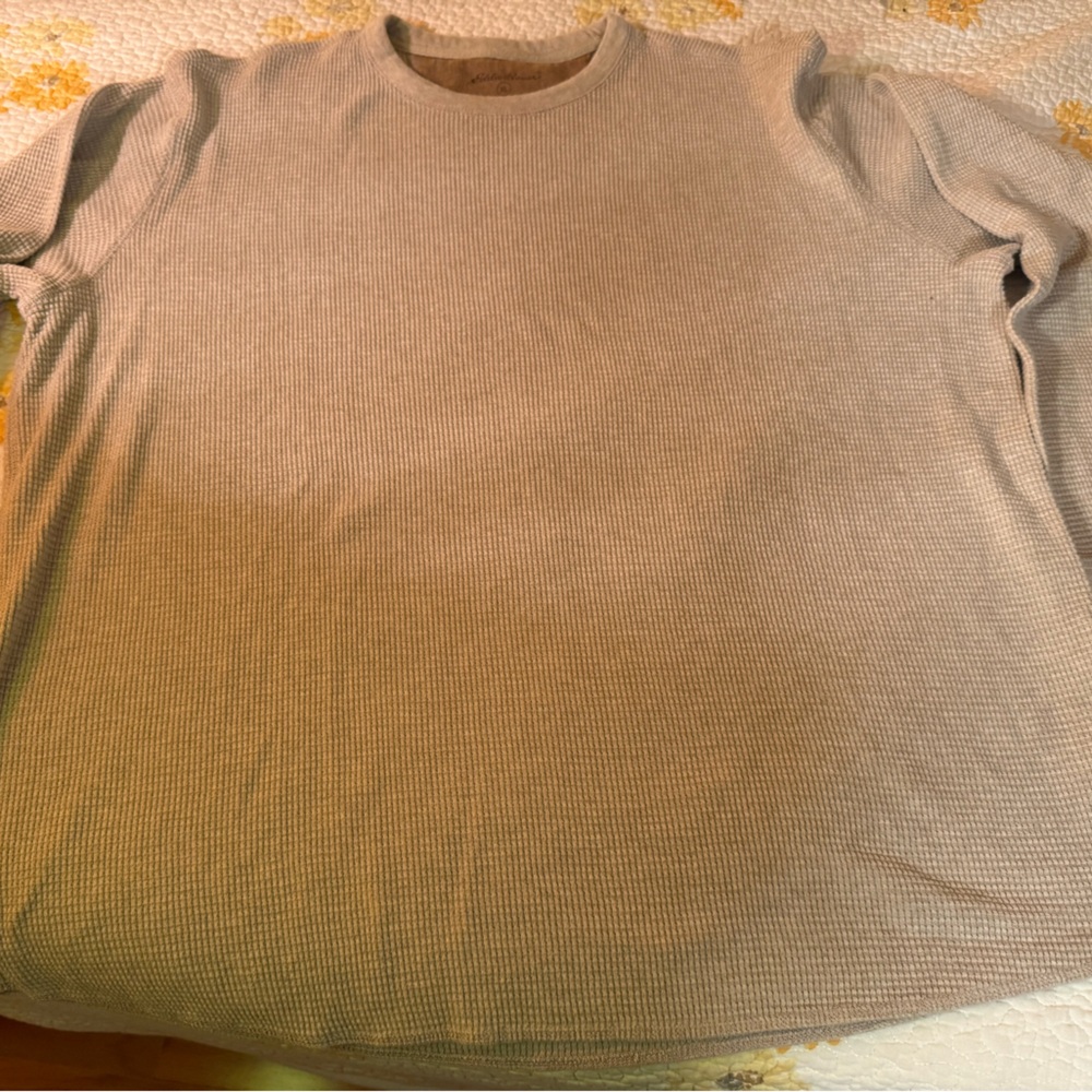 Eddie Bauer Men’s Oatmeal Waffle Knit Pullover size XL